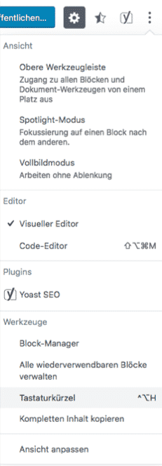 Wordpress Tastaturkuerzel