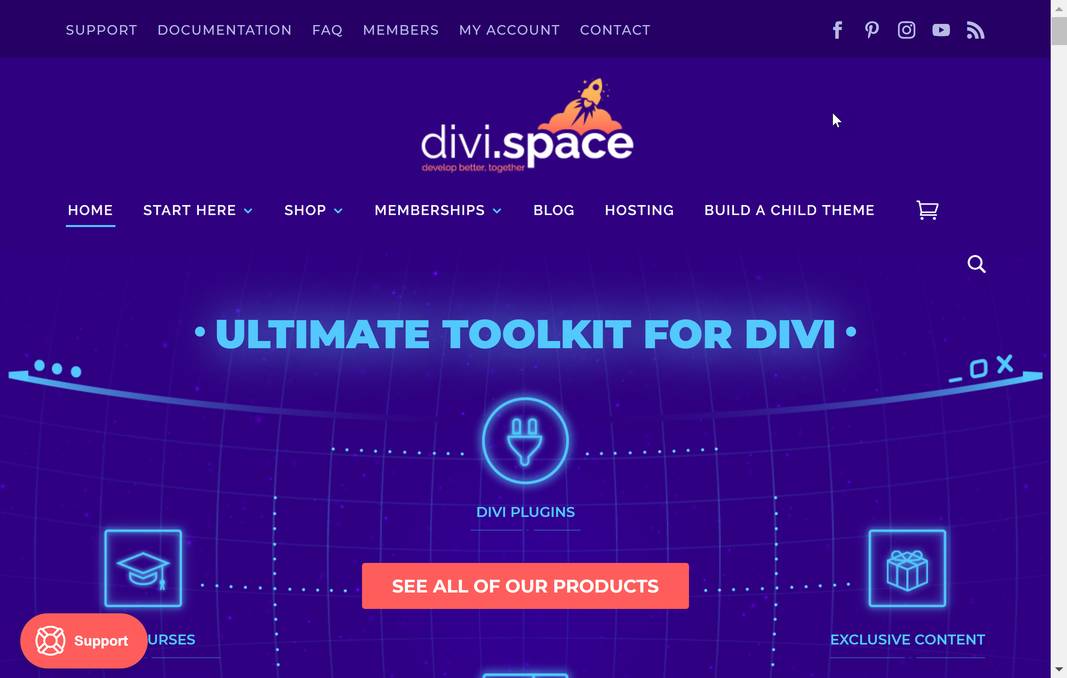 Besten WordPress Themes - Divi Demo Page: Space